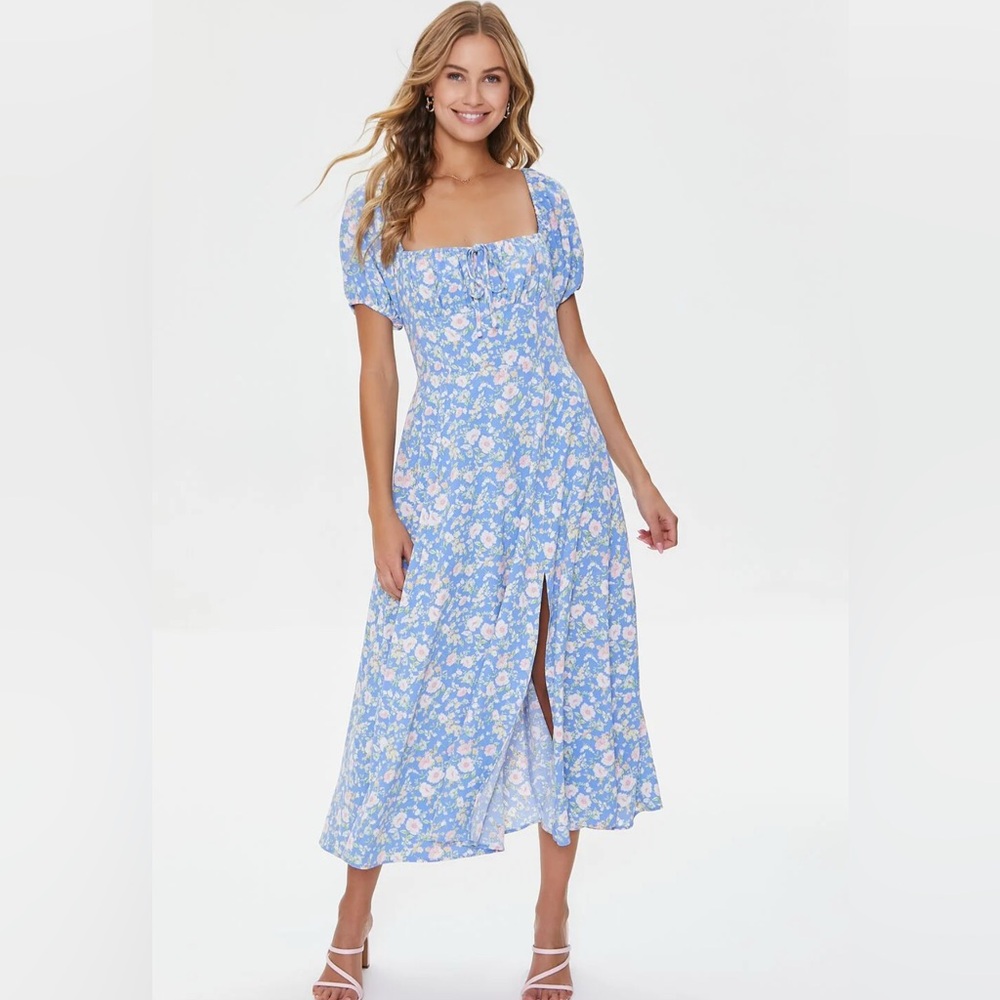 Forever 21 Light Blue Floral Maxi Dress